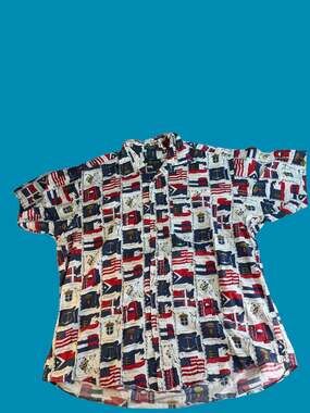 Vintage Canterbury Clothiers Nautical Marine Flag All Over Print Button Shirt XL